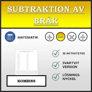 Kombinationsövning: Subtraktion av bråk