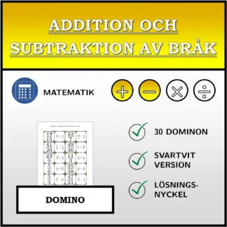 Domino: Addition och subtraktion av bråk