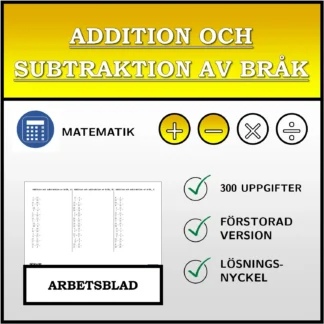 Arbetsblad: Addition och subtraktion av bråk