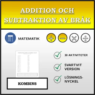 Kombinationsövning: Addition och subtraktion av bråk
