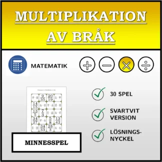 Memoryspel: Multiplikation av bråk