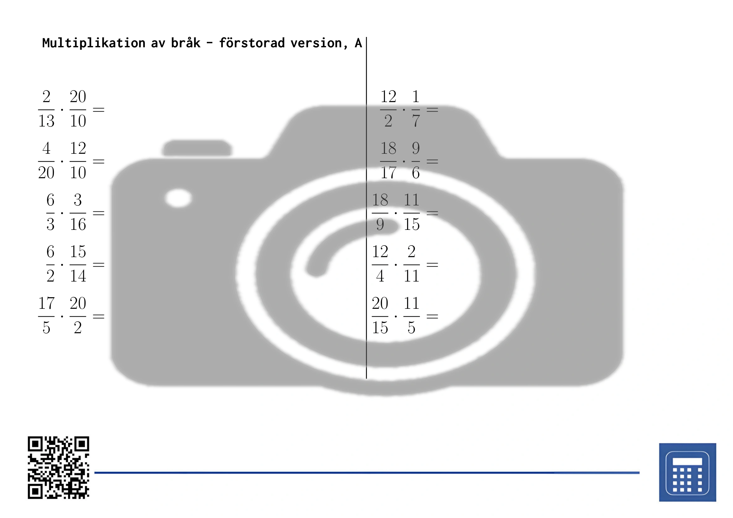 Arbetsblad: Multiplikation av bråk - Bild 3
