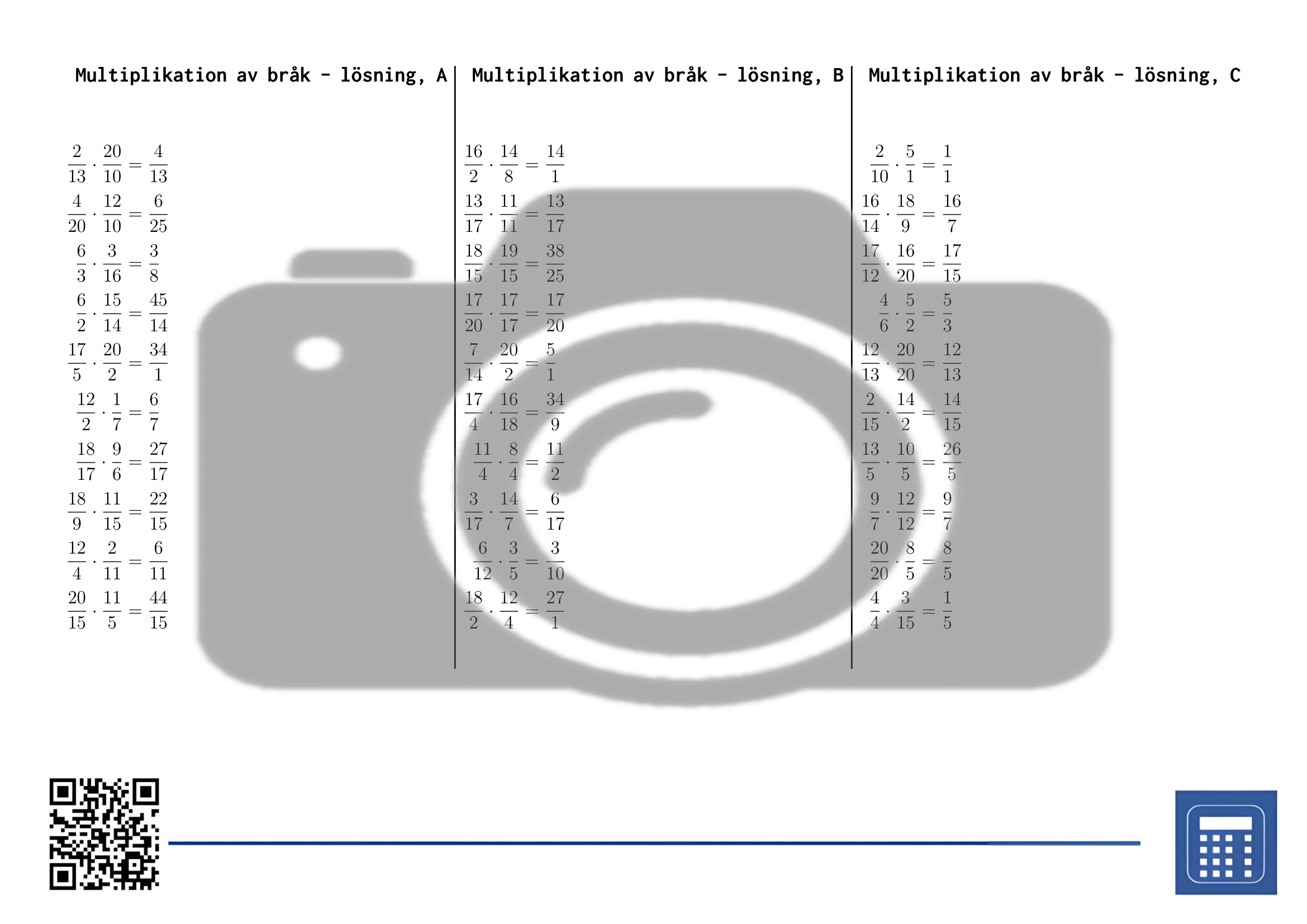 Arbetsblad: Multiplikation av bråk - Bild 4