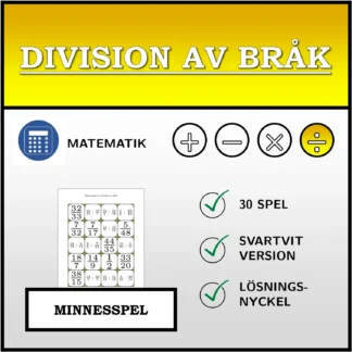 Memoryspel: Division av bråk