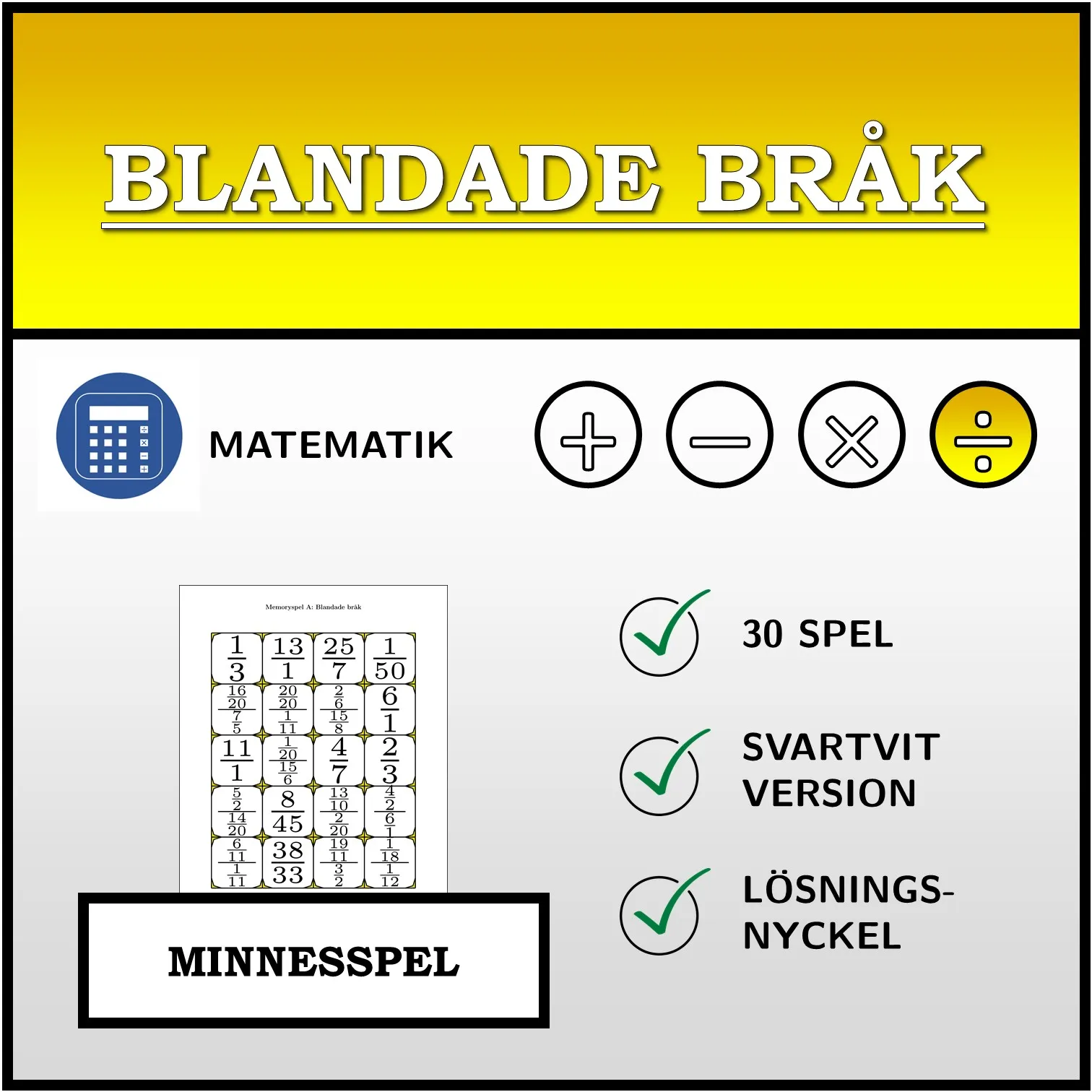 Memoryspel: Blandade bråk