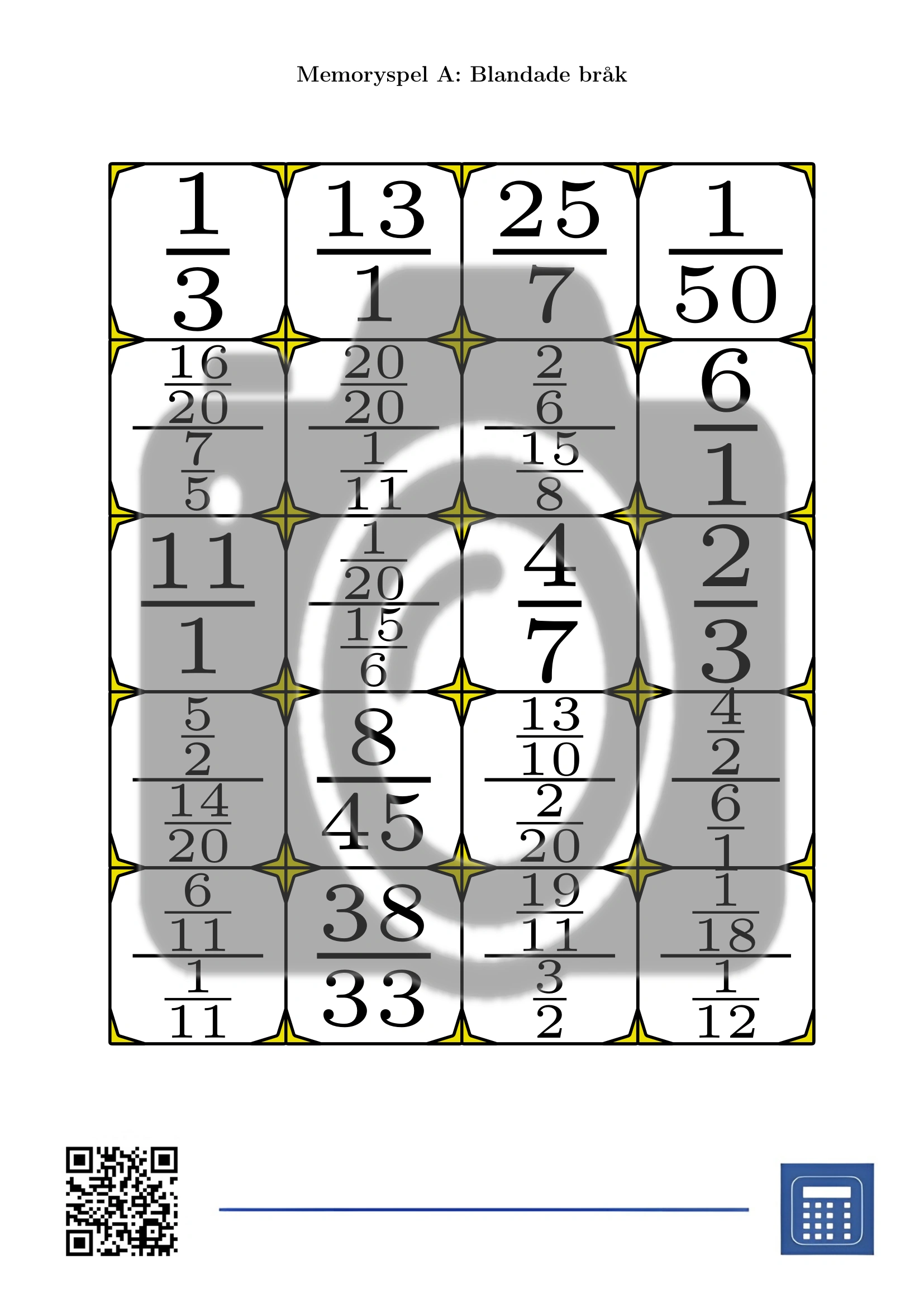 Memoryspel: Blandade bråk - Bild 2
