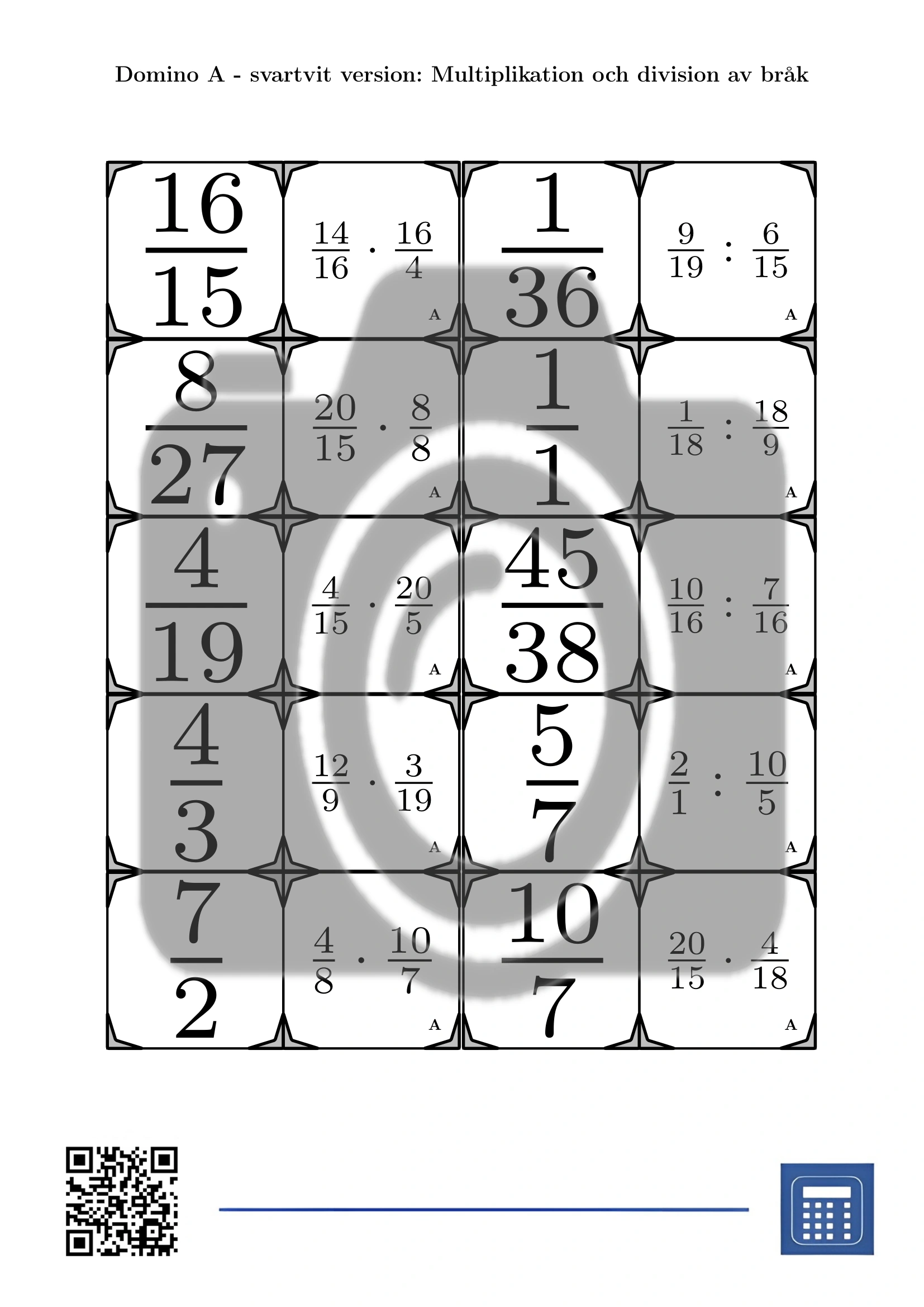 Domino: Multiplikation och division av bråk - Bild 3