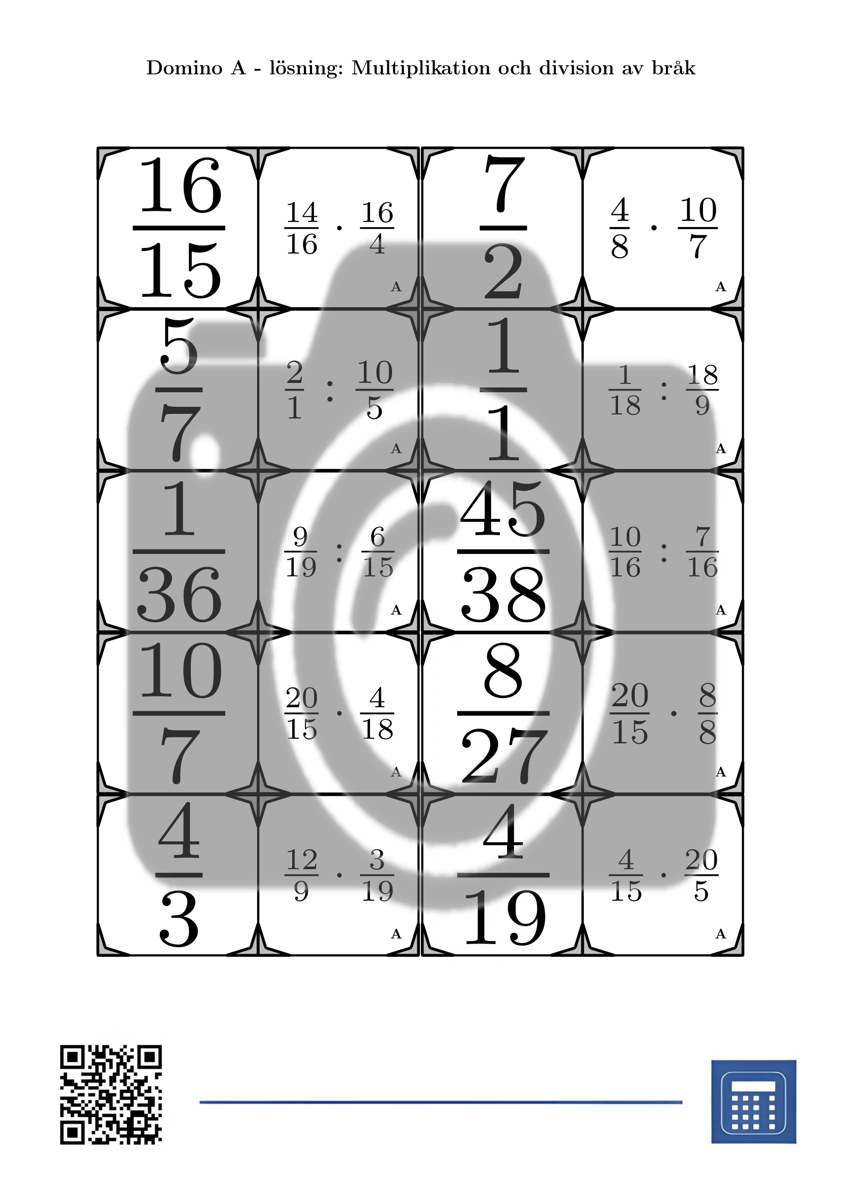 Domino: Multiplikation och division av bråk - Bild 4