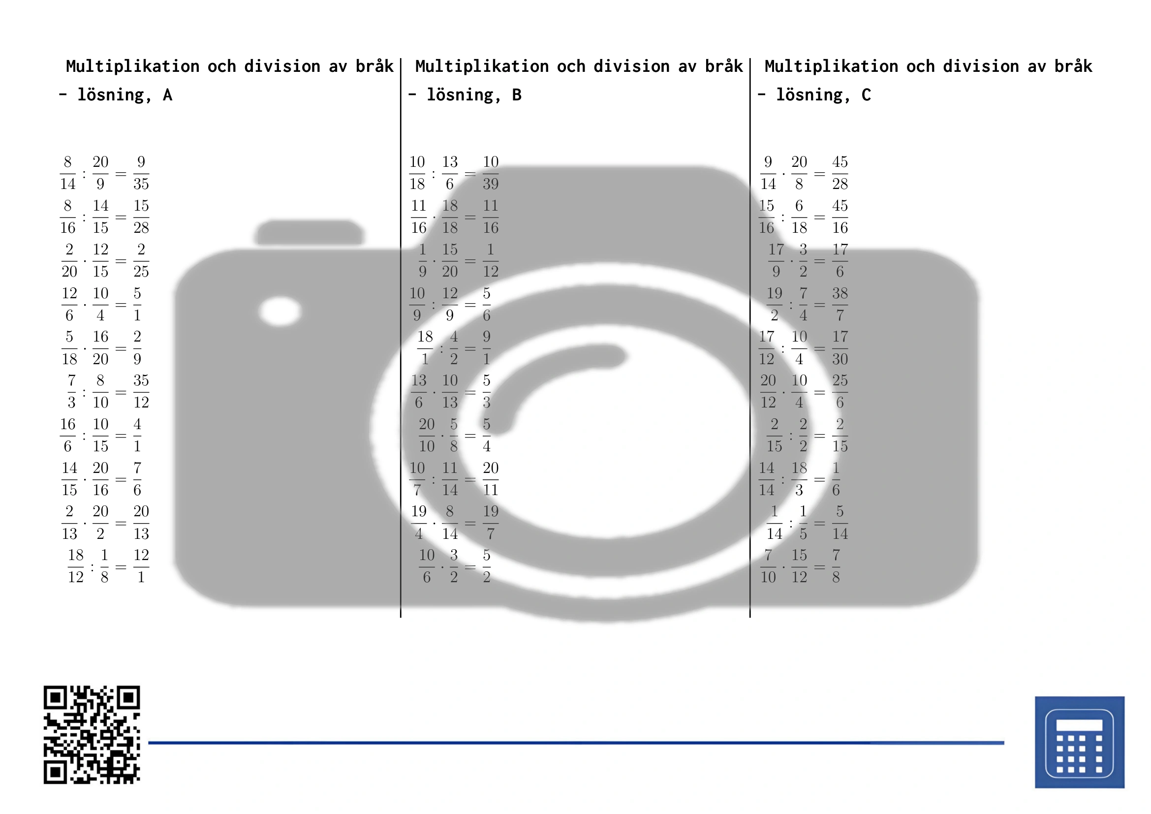 Arbetsblad: Multiplikation och division av bråk - Bild 4