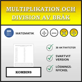 Kombinationsövning: Multiplikation och division av bråk