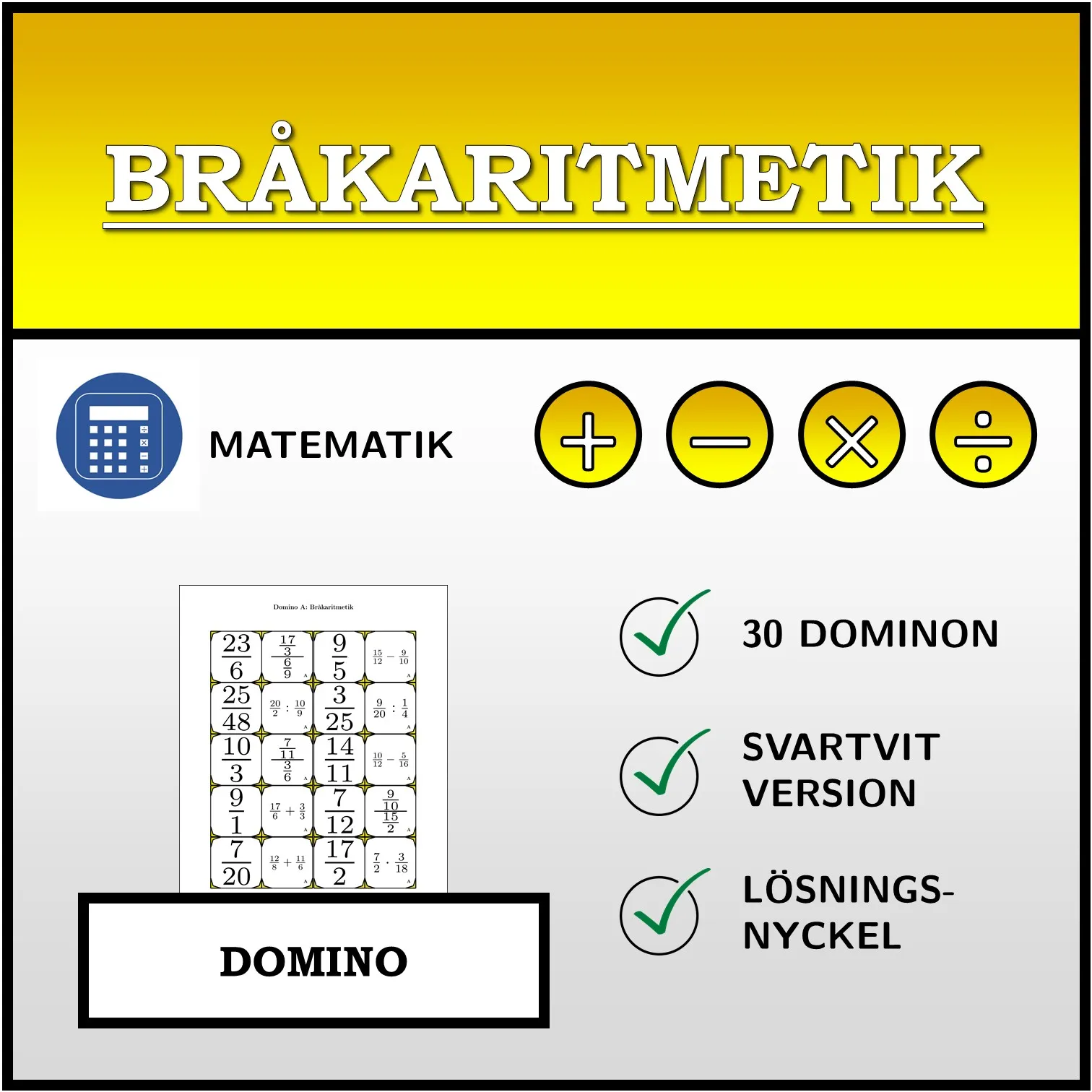 Domino: Bråkaritmetik