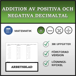 Arbetsblad: Addition av positiva och negativa decimaltal