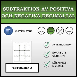 Tetromino: Subtraktion av positiva och negativa decimaltal