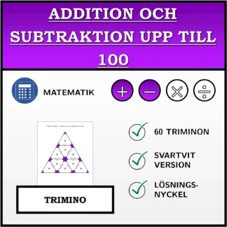 Trimino: Addition och subtraktion upp till 100