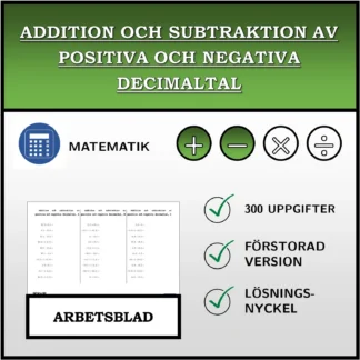 Arbetsblad: Addition och subtraktion av positiva och negativa decimaltal