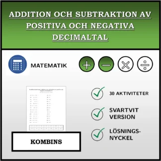 Kombinationsövning: Addition och subtraktion av positiva och negativa decimaltal