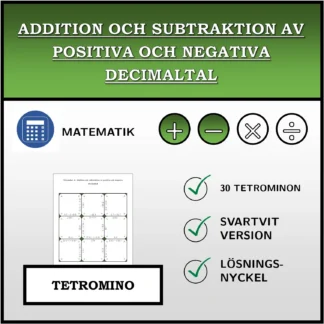 Tetromino: Addition och subtraktion av positiva och negativa decimaltal