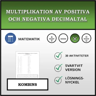 Kombinationsövning: Multiplikation av positiva och negativa decimaltal