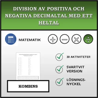 Kombinationsövning: Division av positiva och negativa decimaltal med ett heltal