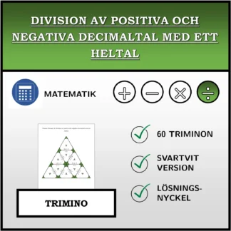 Trimino: Division av positiva och negativa decimaltal med ett heltal