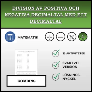 Kombinationsövning: Division av positiva och negativa decimaltal med ett decimaltal