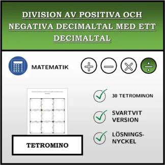 Tetromino: Division av positiva och negativa decimaltal med ett decimaltal