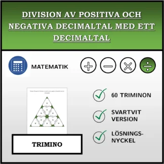 Trimino: Division av positiva och negativa decimaltal med ett decimaltal