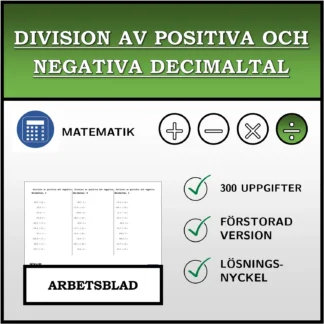 Arbetsblad: Division av positiva och negativa decimaltal