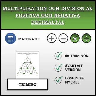 Trimino: Multiplikation och division av positiva och negativa decimaltal