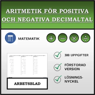 Arbetsblad: Aritmetik för positiva och negativa decimaltal