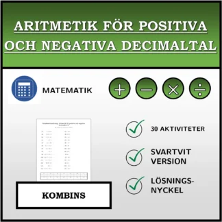 Kombinationsövning: Aritmetik för positiva och negativa decimaltal