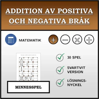 Memoryspel: Addition av positiva och negativa bråk