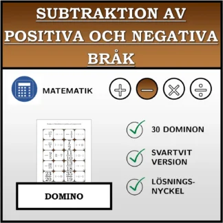 Domino: Subtraktion av positiva och negativa bråk