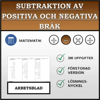 Arbetsblad: Subtraktion av positiva och negativa bråk