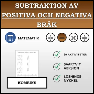 Kombinationsövning: Subtraktion av positiva och negativa bråk