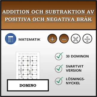 Domino: Addition och subtraktion av positiva och negativa bråk