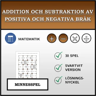 Memoryspel: Addition och subtraktion av positiva och negativa bråk