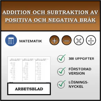 Arbetsblad: Addition och subtraktion av positiva och negativa bråk