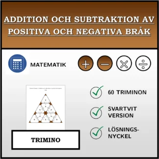 Trimino: Addition och subtraktion av positiva och negativa bråk