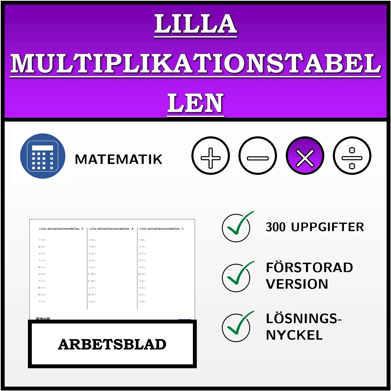 Arbetsblad: Lilla multiplikationstabellen