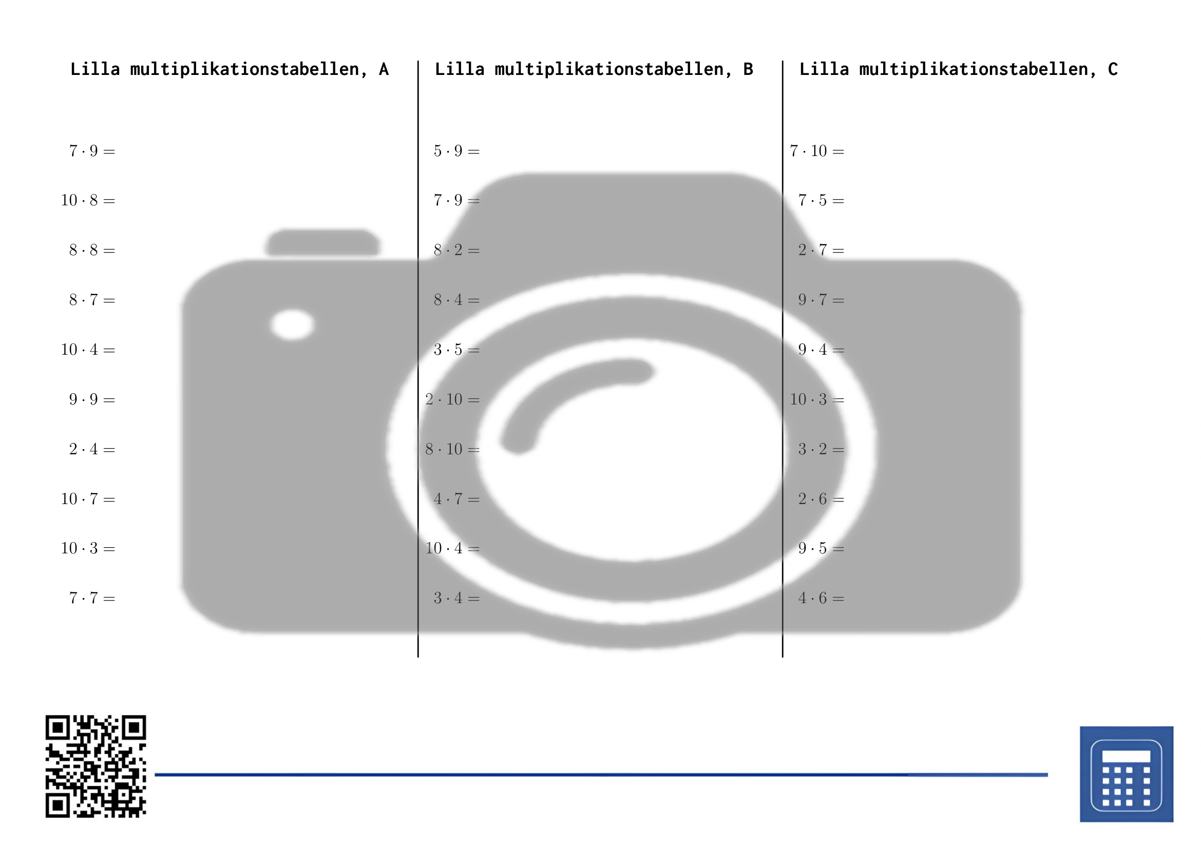 Arbetsblad: Lilla multiplikationstabellen - Bild 2