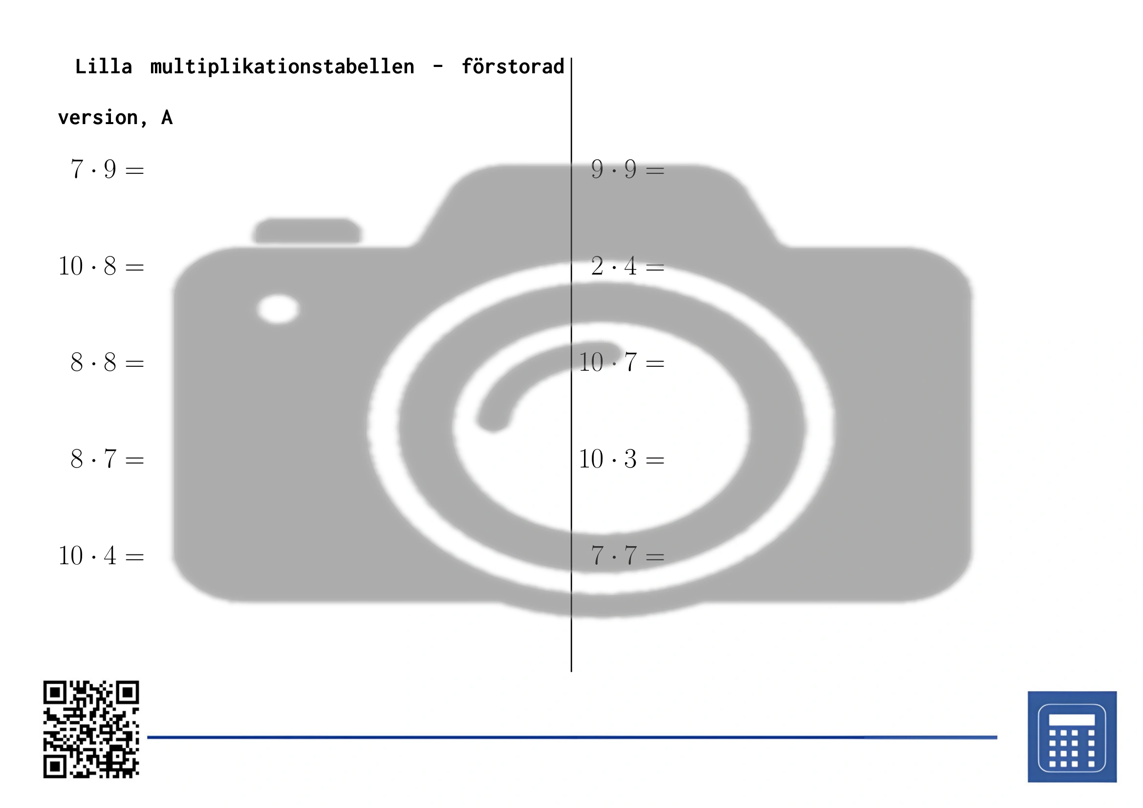 Arbetsblad: Lilla multiplikationstabellen - Bild 3