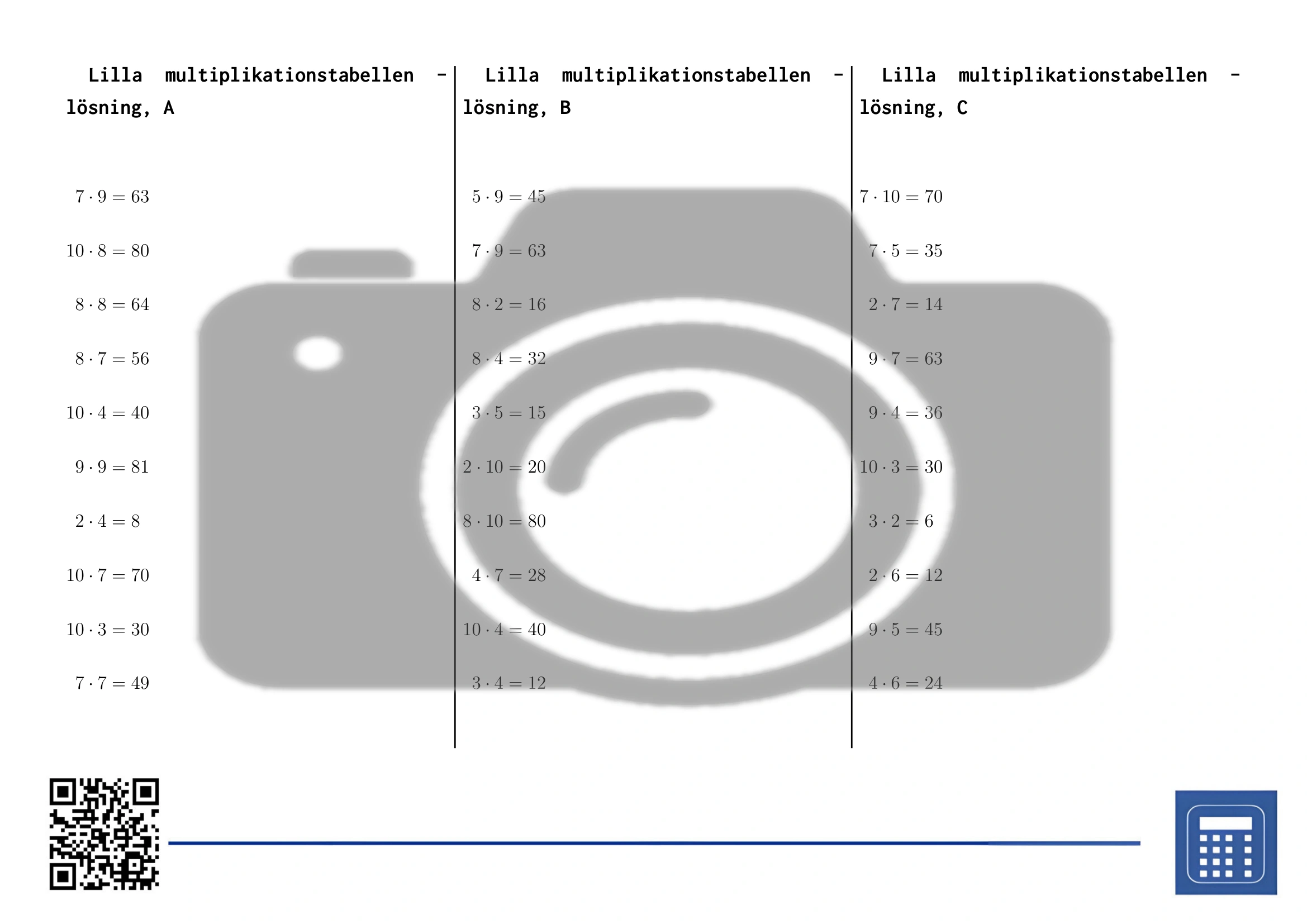 Arbetsblad: Lilla multiplikationstabellen - Bild 4