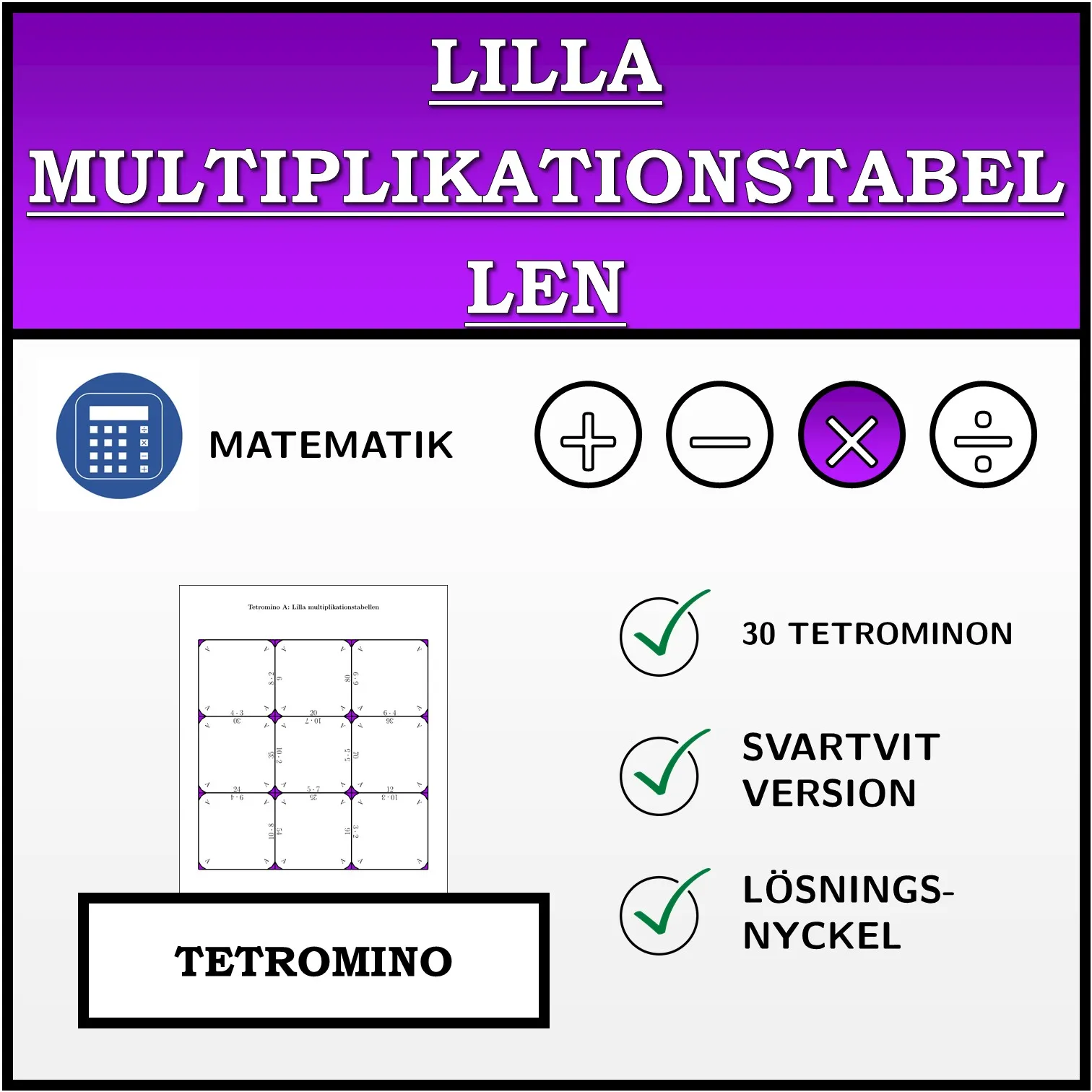Tetromino: Lilla multiplikationstabellen
