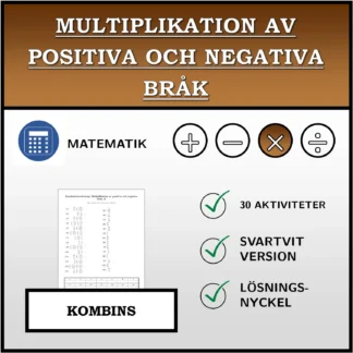 Kombinationsövning: Multiplikation av positiva och negativa bråk
