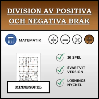 Memoryspel: Division av positiva och negativa bråk