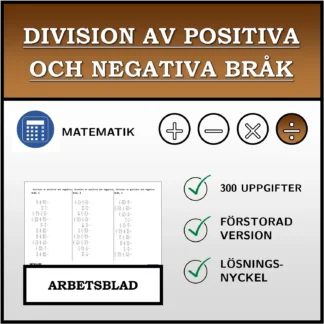Arbetsblad: Division av positiva och negativa bråk