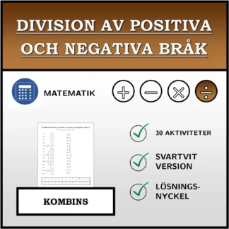 Kombinationsövning: Division av positiva och negativa bråk