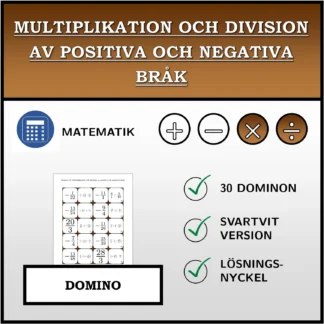 Domino: Multiplikation och division av positiva och negativa bråk