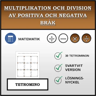 Tetromino: Multiplikation och division av positiva och negativa bråk